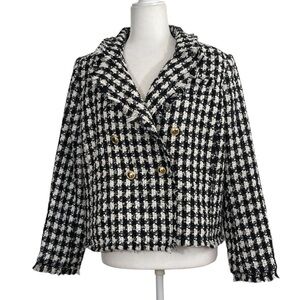 House of Harlow 1960 Black and White Tweed Blazer